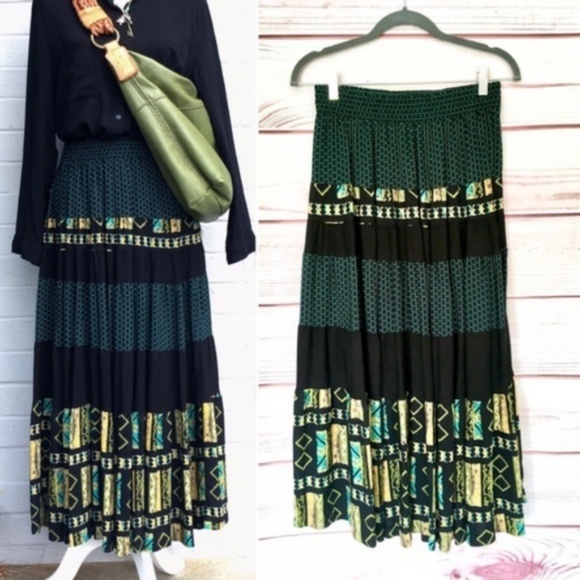 Vintage German US Maxi Skirt Green Size M - Picture 3 of 12